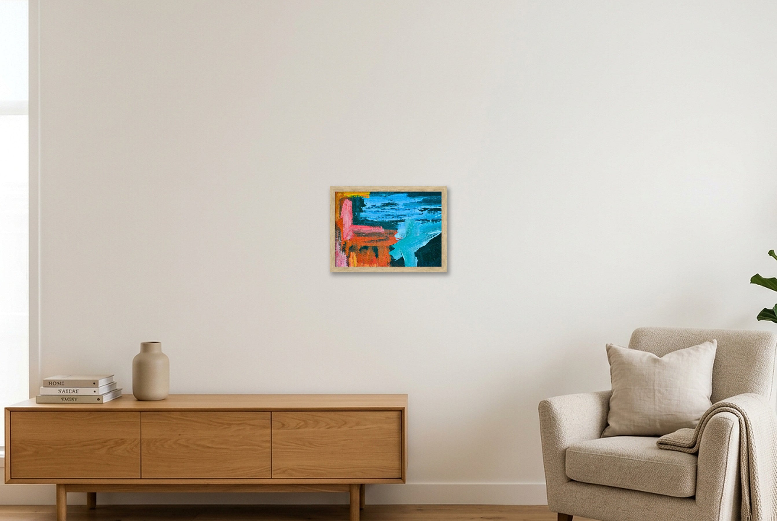 Abstract Oil Painting — A4 (30×21cm, 12×8") Oak Frame