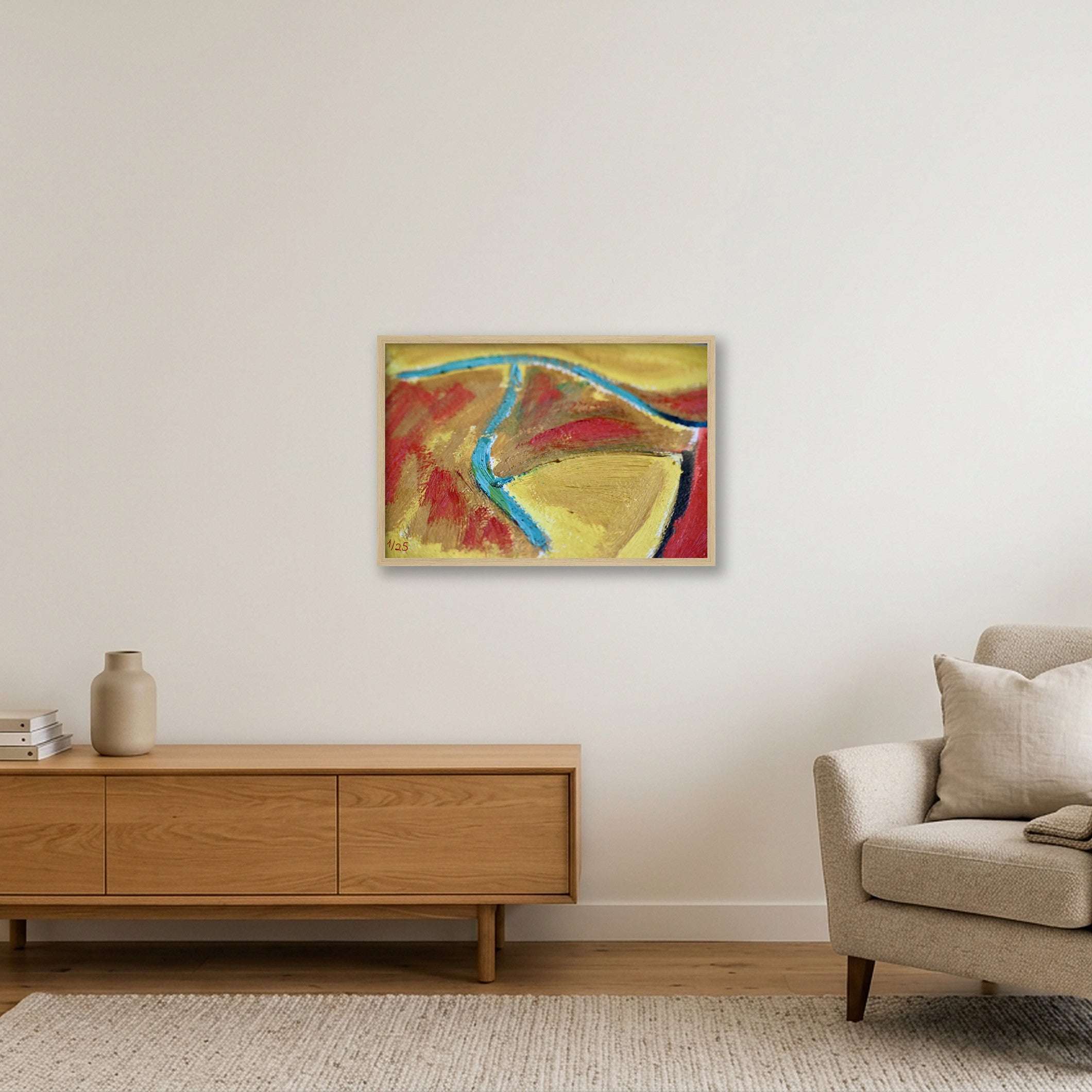 Untitled Oil on Canvas #1 — 60×40cm, 24×16" Oak Frame