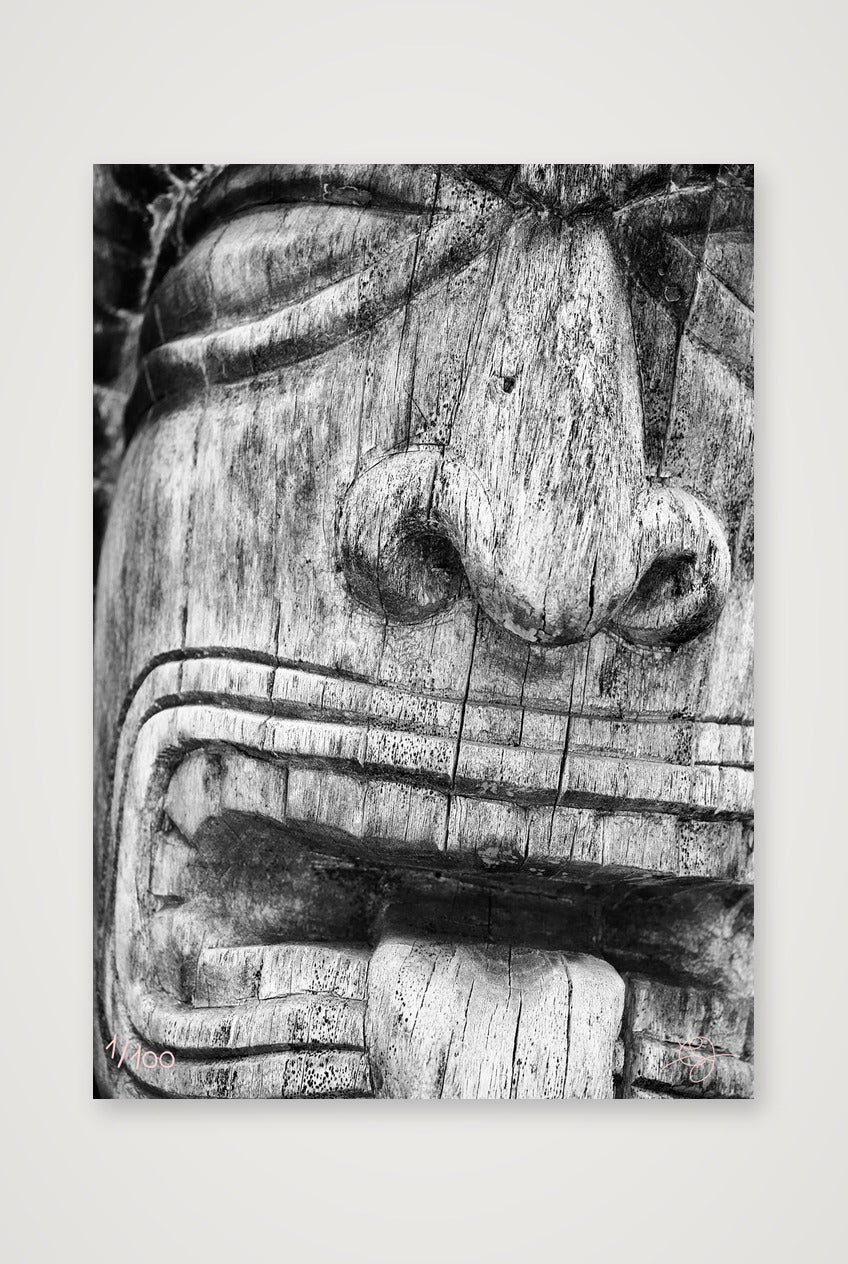 Tiki B&W — A4 (21×30cm, 8×12") Print only