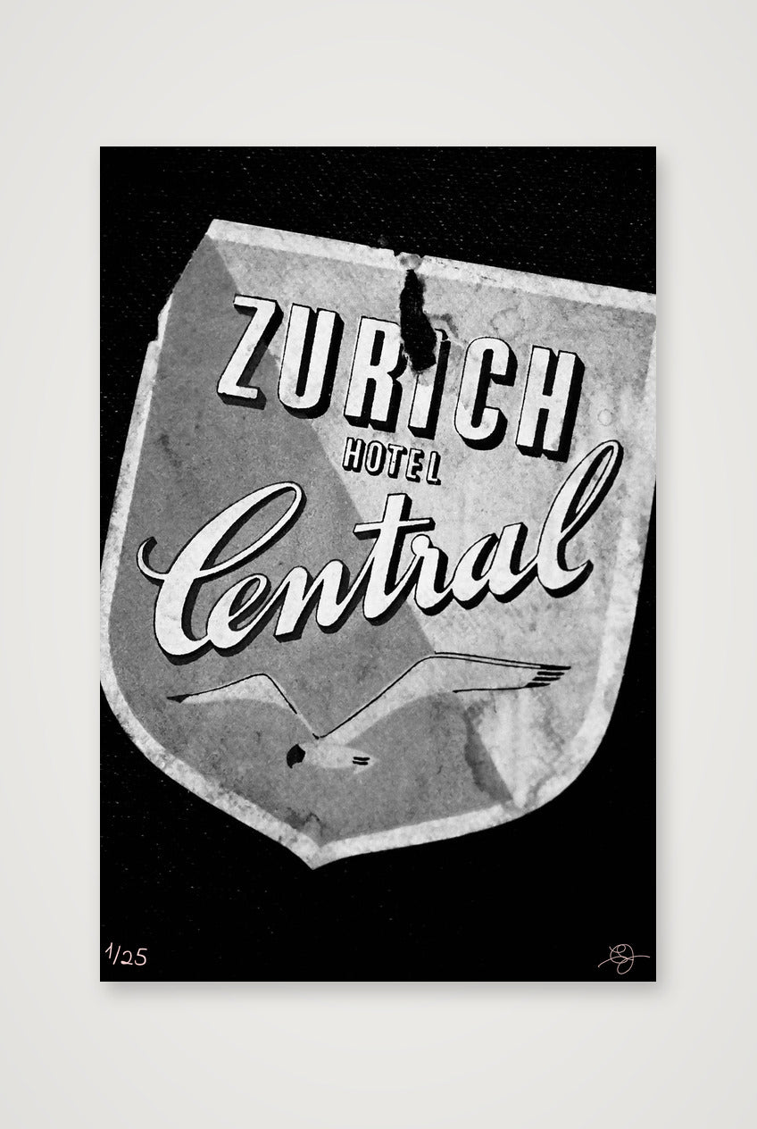 Zurich Hotel Central B&W — 40×60cm, 16×24" Print only