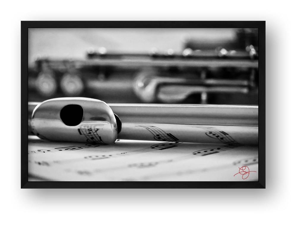 Flute Tattoo B&W — framed