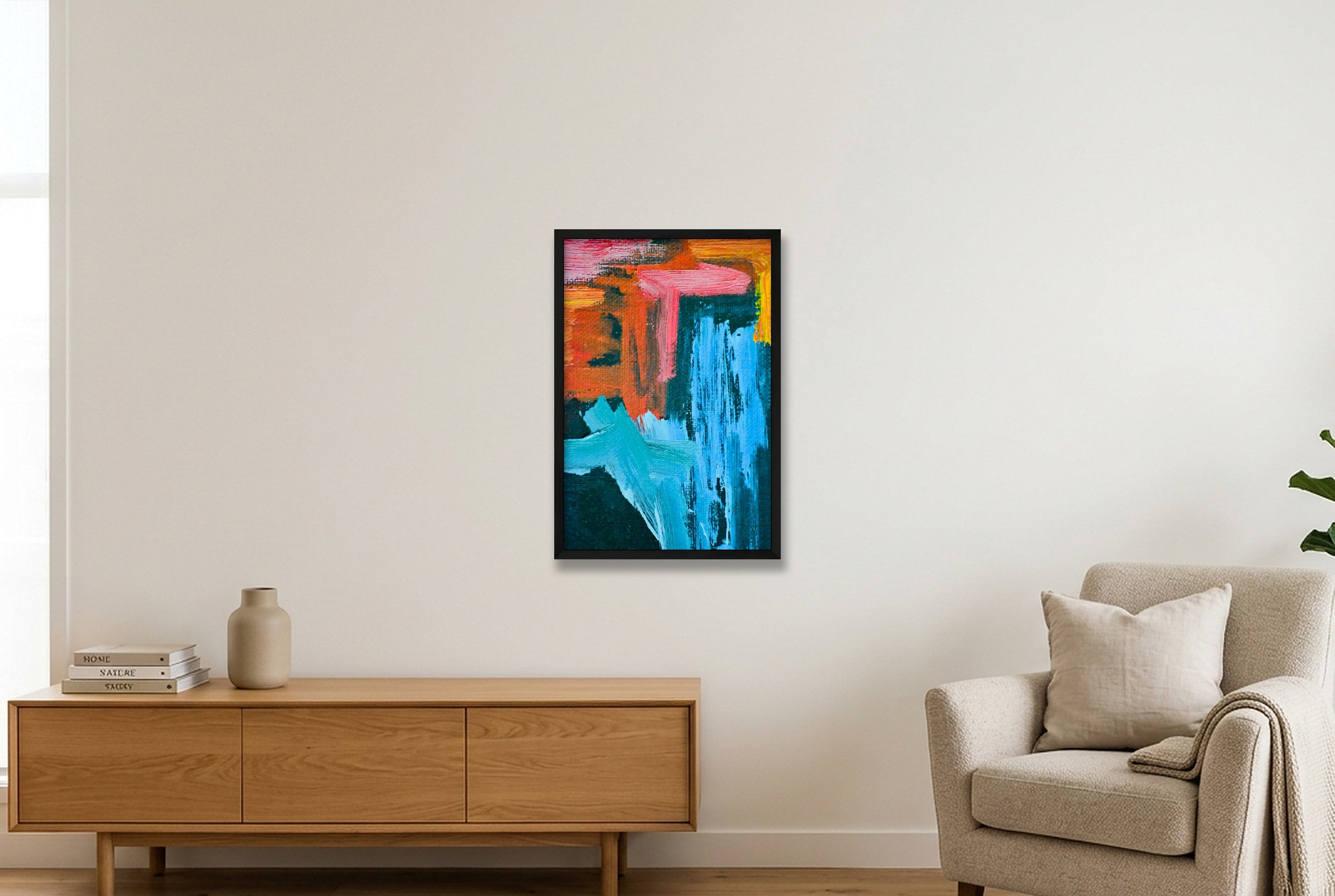 Abstract Oil Painting #2 — 40×60cm, 16×24" Black Frame