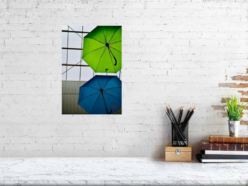 Parapluies Bleu et Vert