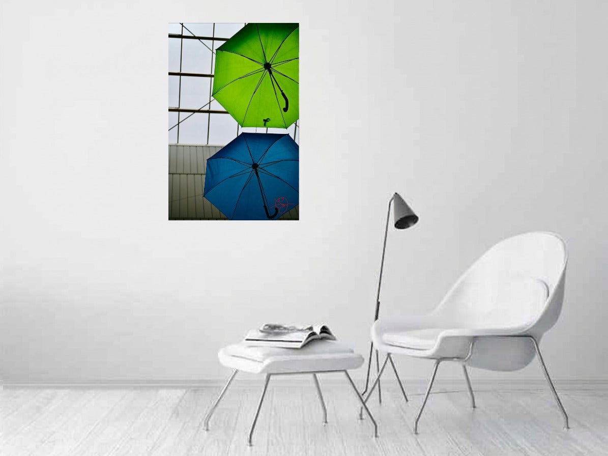 Parapluies Bleu et Vert