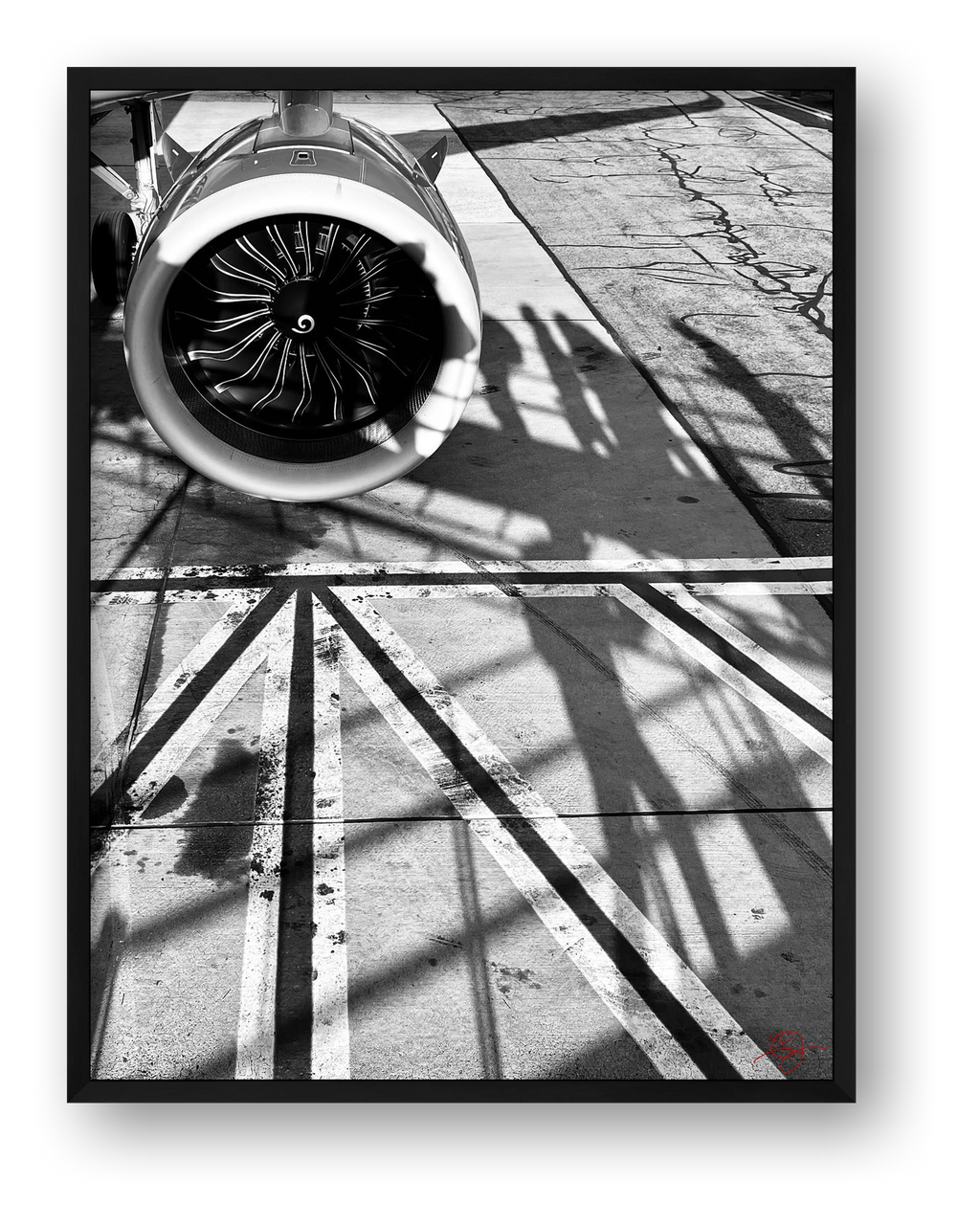 Engine B&W — framed