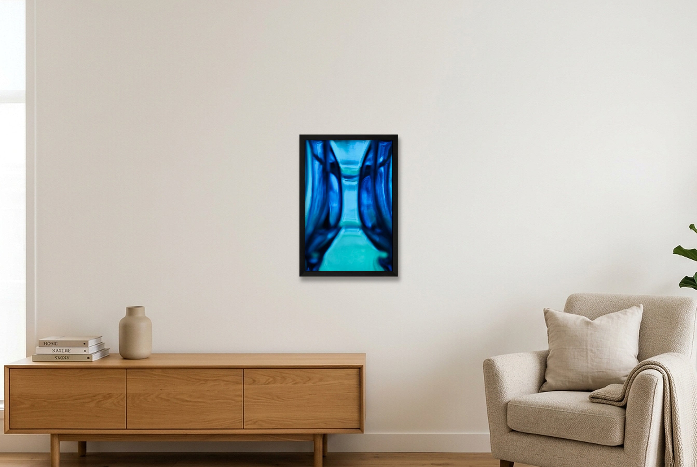 Blue Glass #1 — 30×45cm, 12×18" Black Frame
