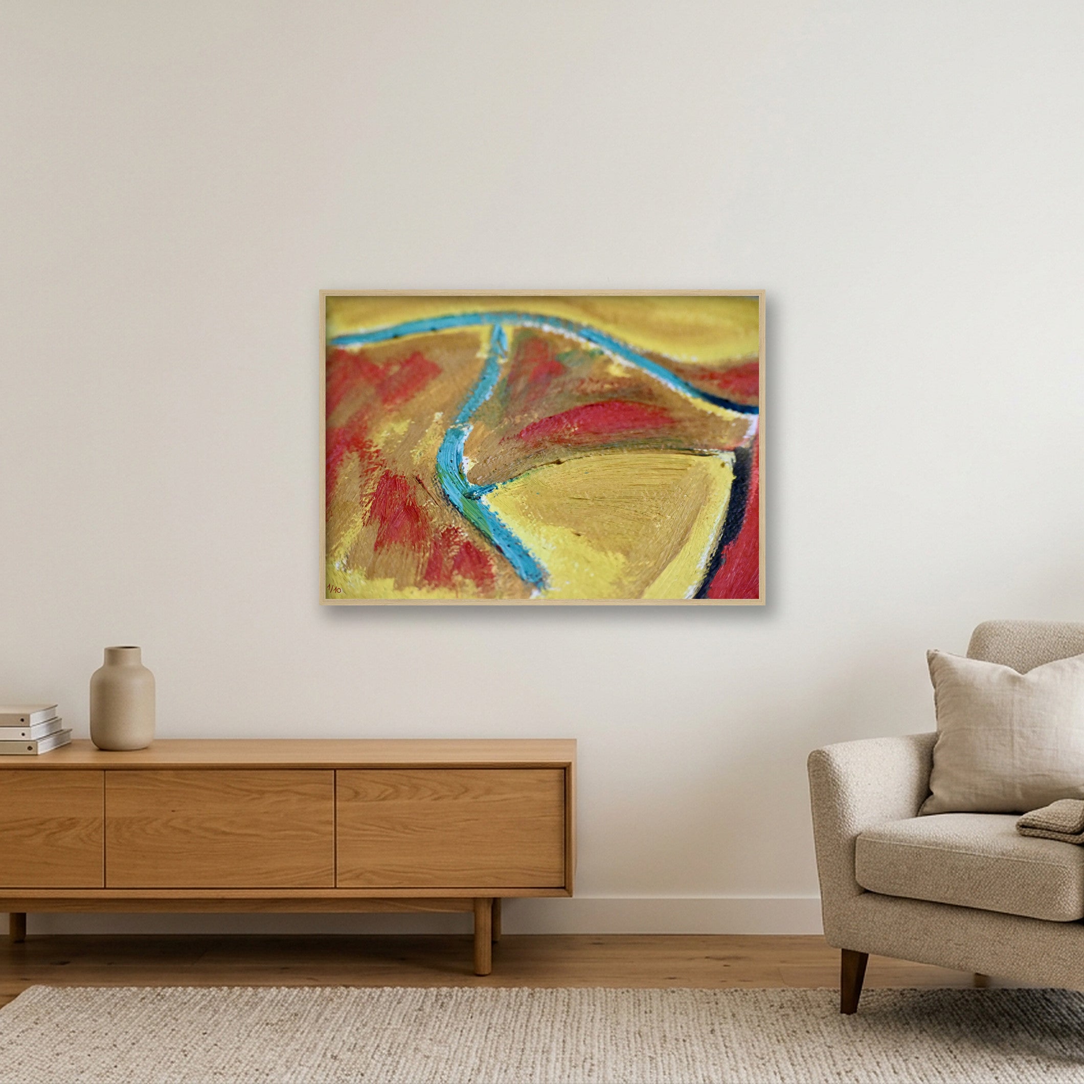 Untitled Oil on Canvas #1 — 100×70cm, 39×28" Oak Frame