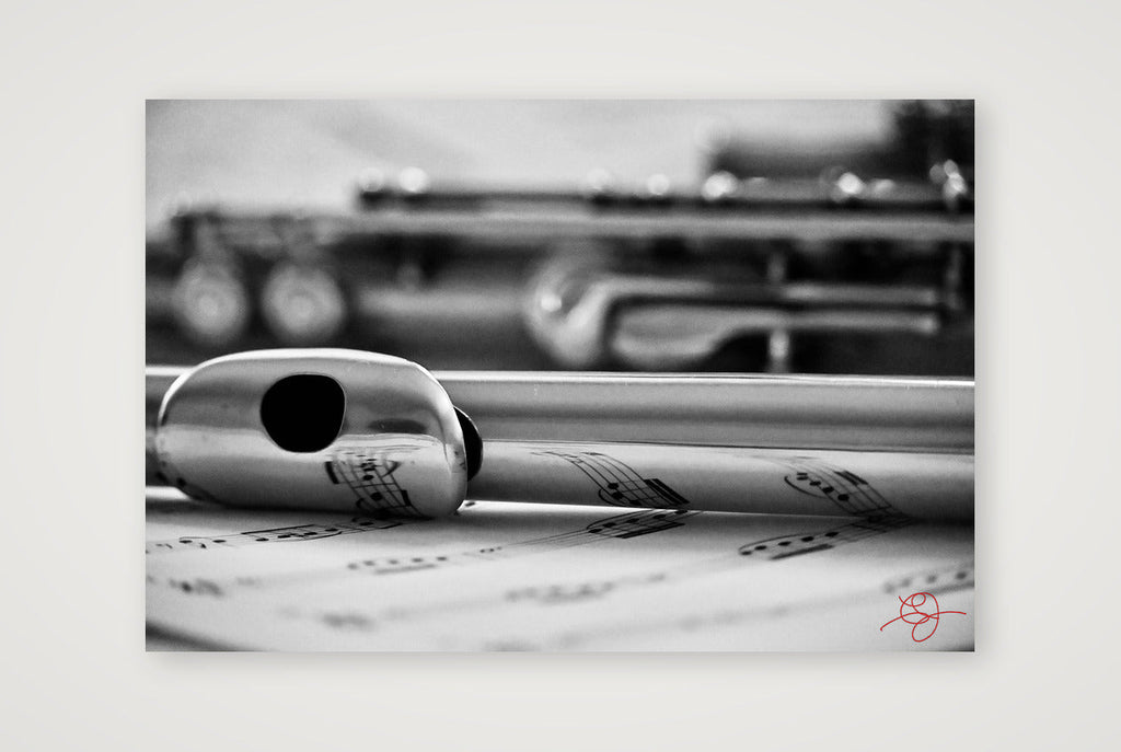 Flute Tattoo B&W — 45×30cm, 18×12" Print only
