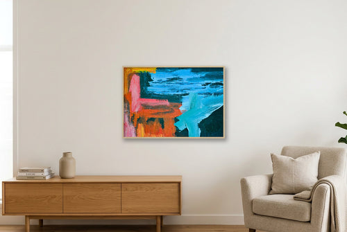 Abstract Oil Painting — 100×70cm, 39×28" Oak Frame